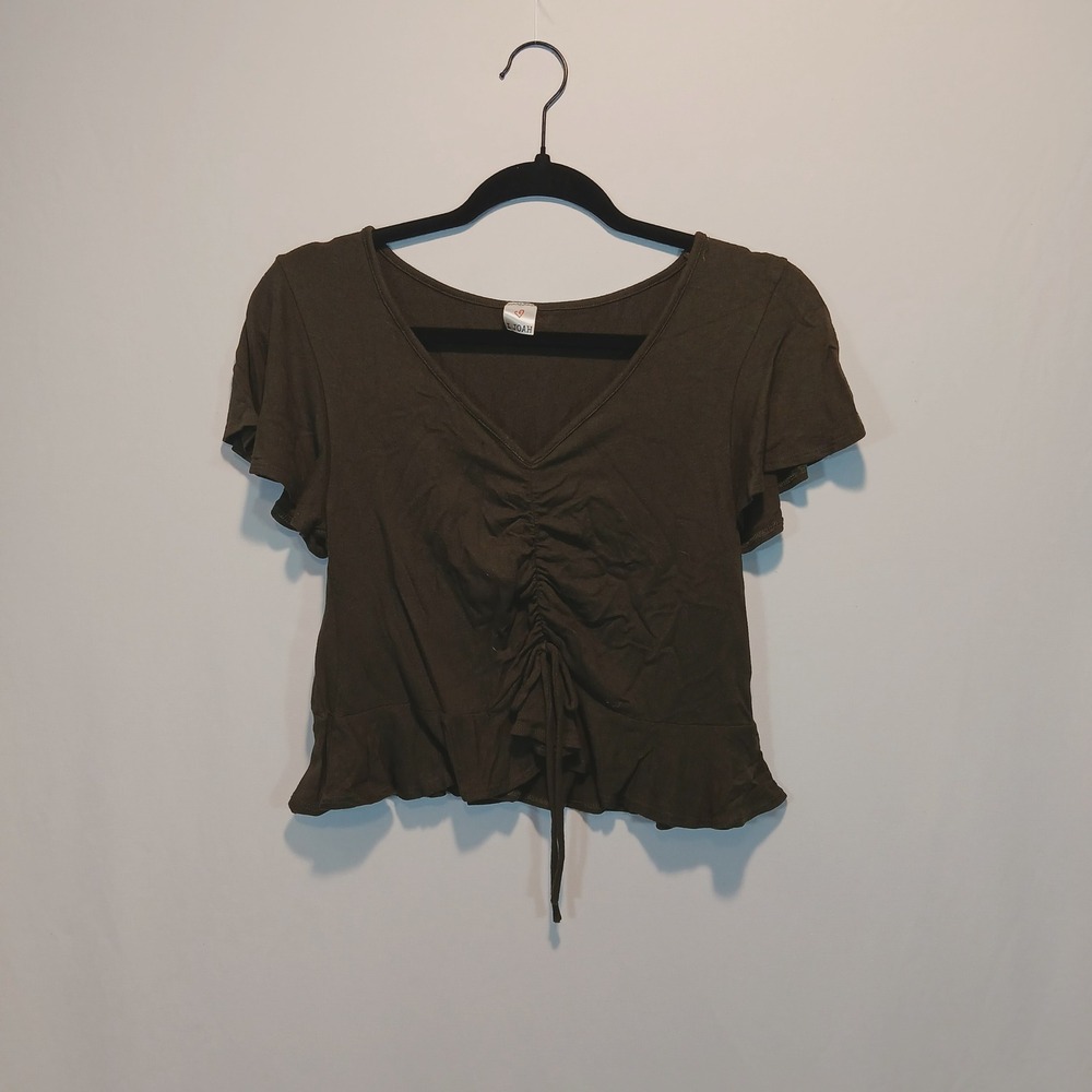 I Joah S Crop Ruched hippie boho fairy peasant knit ruffle whimsygoth coquette